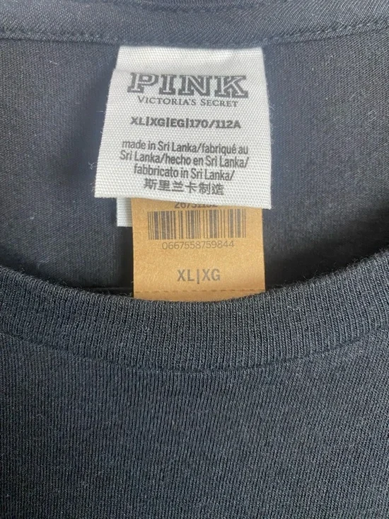 PINK Victoria’s Secret Black Long Sleeve Boxy Crop Tee Shirt XL NWT - Picture 3 of 3